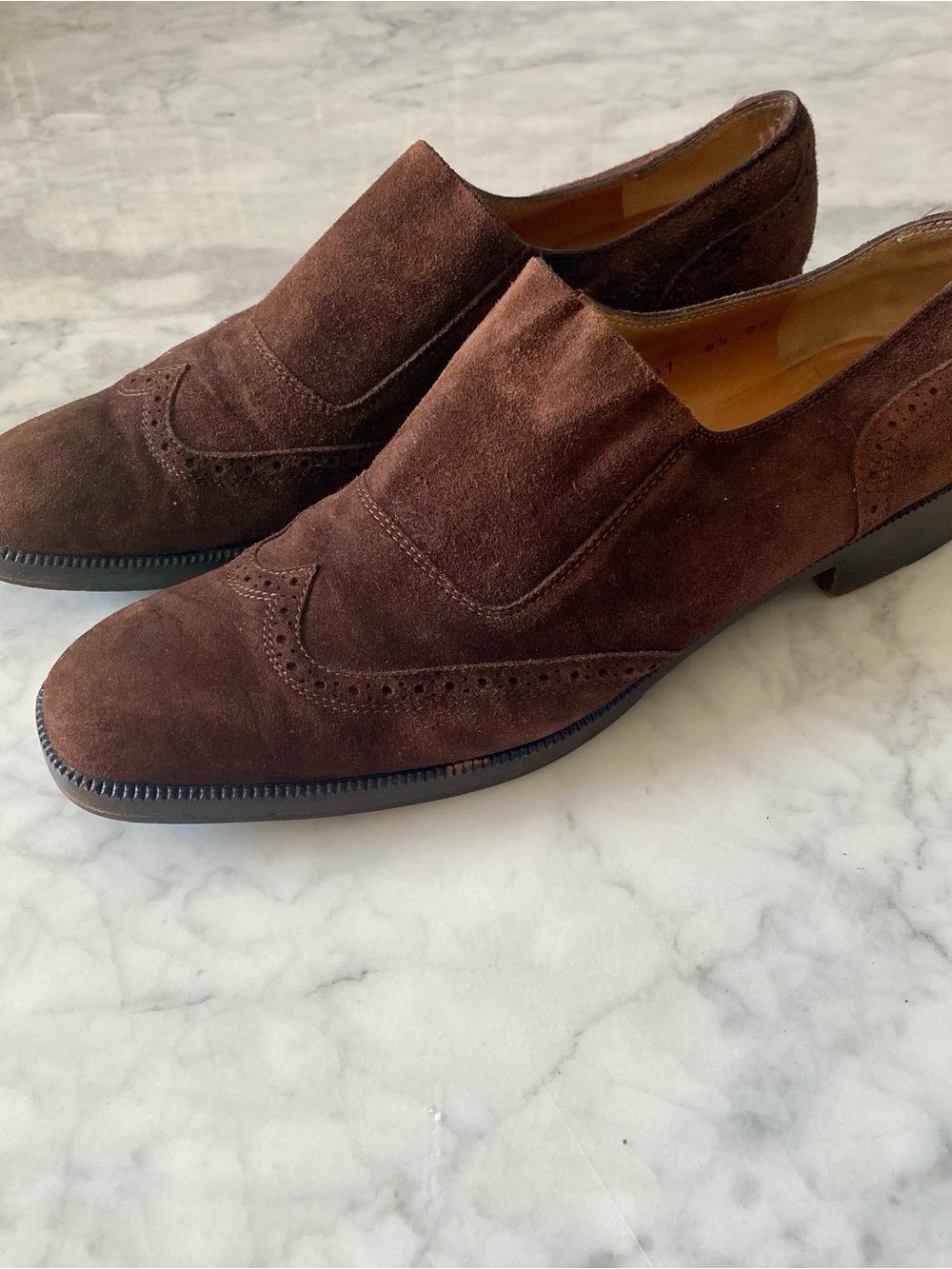 Salvatore Ferragamo Womens Brown Suede Loafers Size 8.5 Classic Quiet Luxury